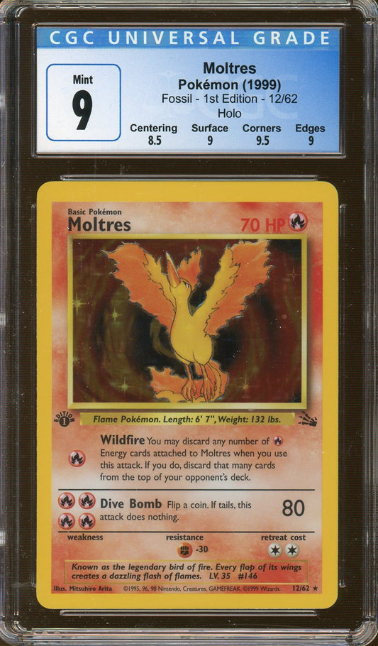 CGC Mint 9 - 1999 Fossil - 1ST Edition Moltres (Holo)