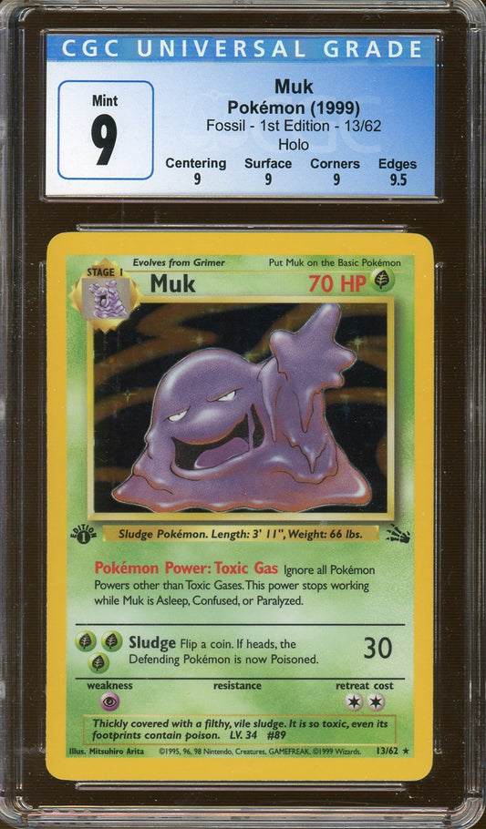 CGC Mint 9 - 1999 Fossil - 1ST EDITION Muk (Holo)