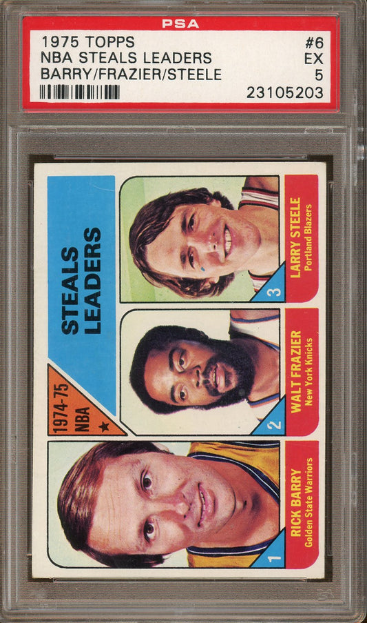 PSA EX 5 - Topps - 1975 NBA Steals Leaders - Barry/Frazier/Steele
